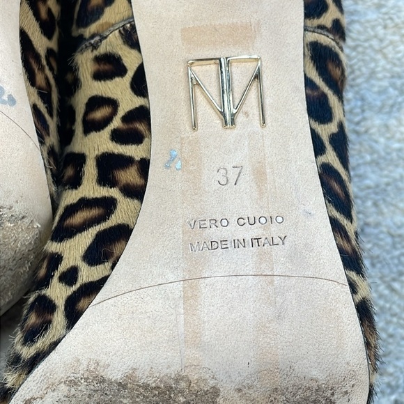 Tamara Mellon League Leopard Animal Print Pointed Toe Booties Heels Sz 37 - Picture 11 of 14
